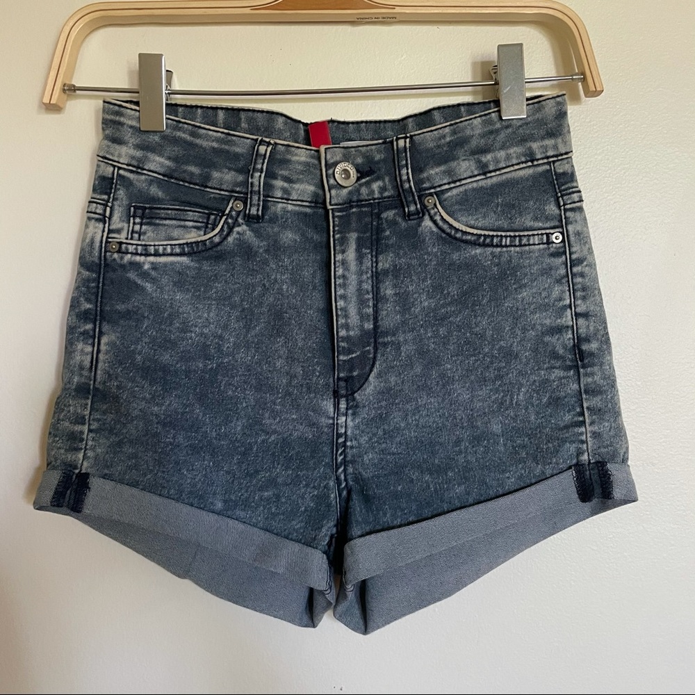 Stretchy Acid Wash High Waisted Shorts